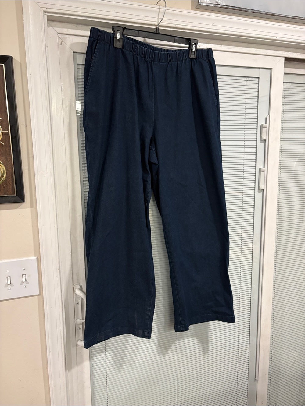 Woman Within Dark Navy Pull-On Elastic Waist Chinos